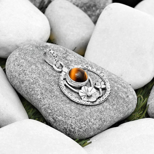 Floral - Natural Tiger Eye - Africa Pendant P-1615 SDP125769