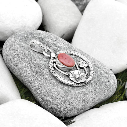 Floral - Natural Pink Tulip Quartz Pendant P-1615 SDP125780