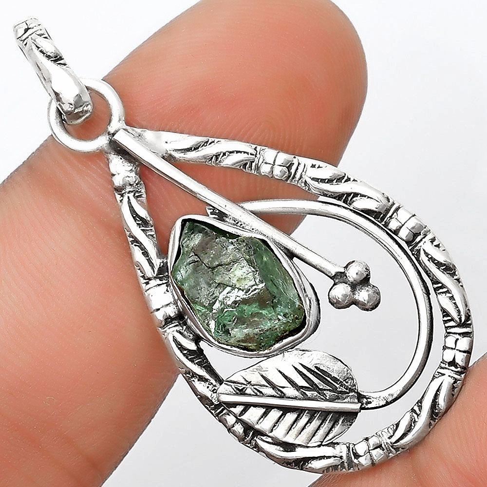 Leaf Aqua Apatite Rough Madagascar Pendant P-1608 SDP125794