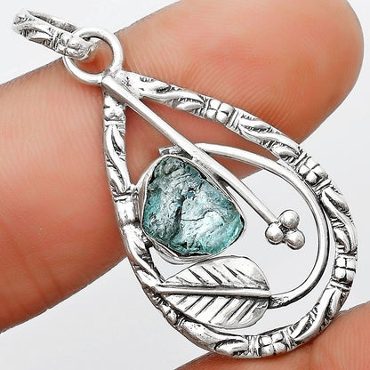 Leaf Aqua Apatite Rough Madagascar Pendant P-1608 SDP125806