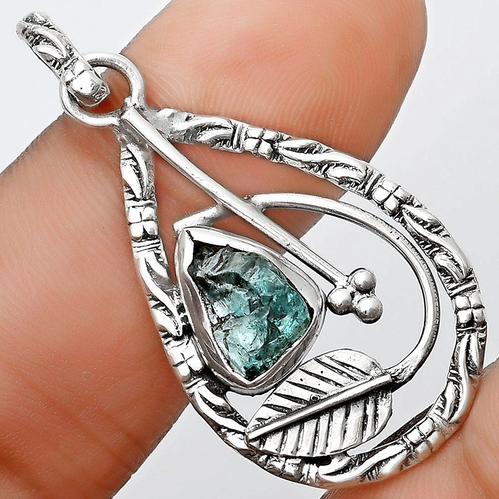 Leaf Aqua Apatite Rough Madagascar Pendant P-1608 SDP125810