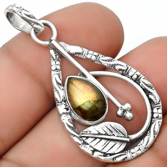 Leaf Orange Labradorite Madagascar Pendant P-1608 SDP125813