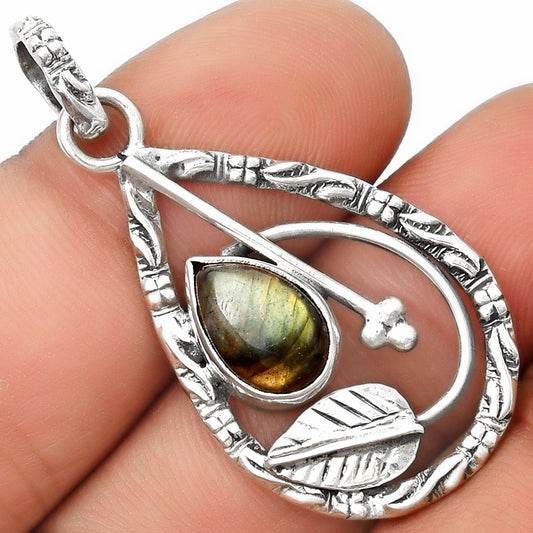 Leaf Natural Spectrolite Labradorite Pendant P-1608 SDP125816