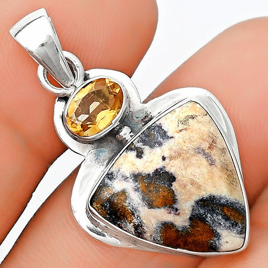 Natural Indian Blanket Jasper & Citrine Pendant P-1607 SDP125822