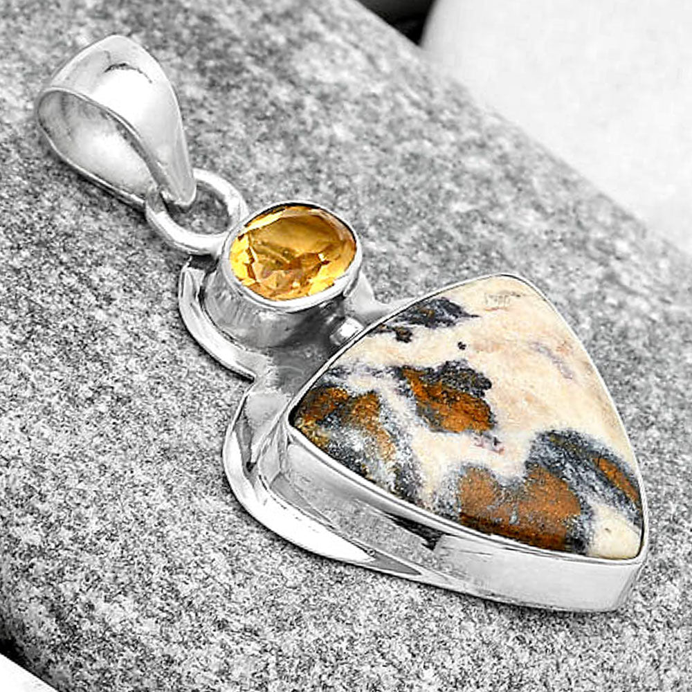 Natural Indian Blanket Jasper & Citrine Pendant P-1607 SDP125822
