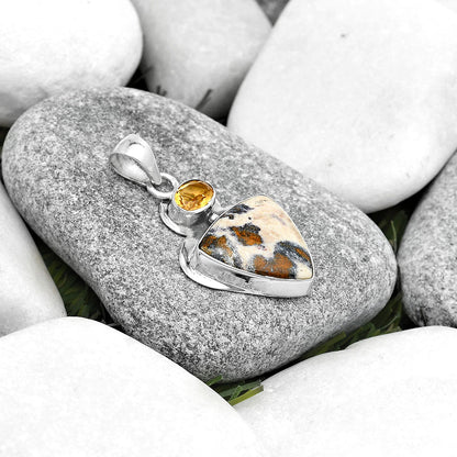 Natural Indian Blanket Jasper & Citrine Pendant P-1607 SDP125822
