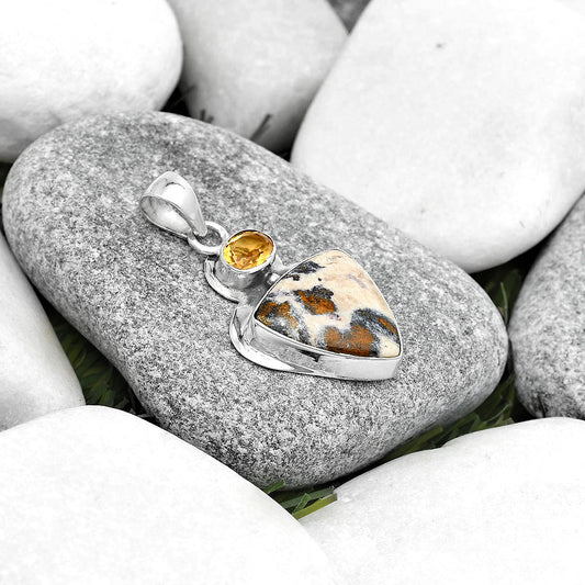Natural Indian Blanket Jasper & Citrine Pendant P-1607 SDP125822