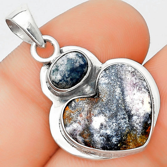 Heart Indian Blanket Jasper & Blue Scheelite Pendant P-1607 SDP125841