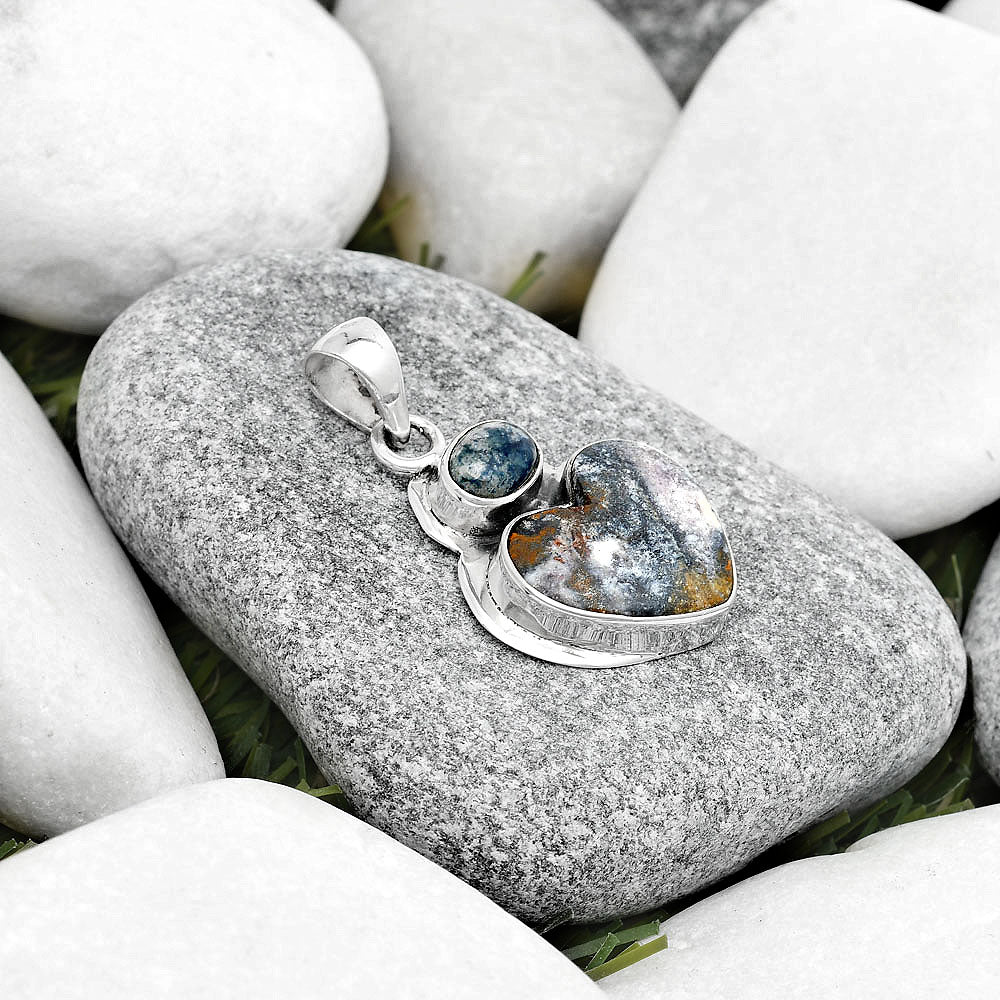 Heart Indian Blanket Jasper & Blue Scheelite Pendant P-1607 SDP125841