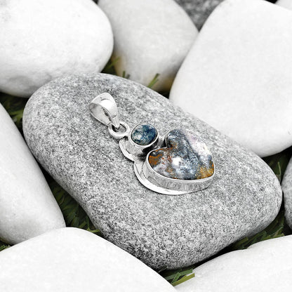 Heart Indian Blanket Jasper & Blue Scheelite Pendant P-1607 SDP125841
