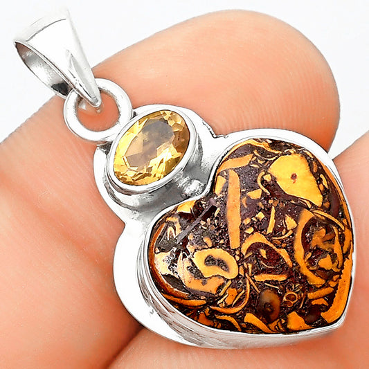 Heart Coquina Fossil Jasper & Citrine Pendant P-1607 SDP125845