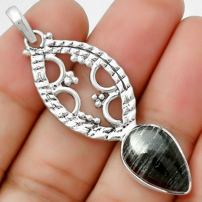 Natural Silver Leaf Obsidian Pendant P-1035 SDP125867