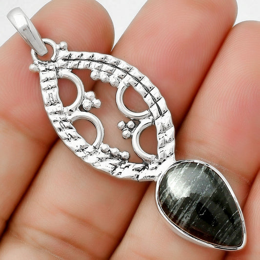 Natural Silver Leaf Obsidian Pendant P-1035 SDP125867