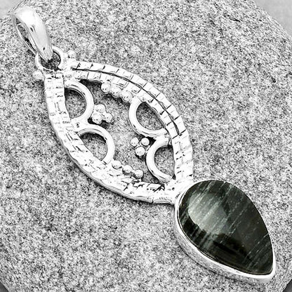 Natural Silver Leaf Obsidian Pendant P-1035 SDP125867