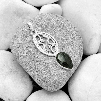 Natural Silver Leaf Obsidian Pendant P-1035 SDP125867