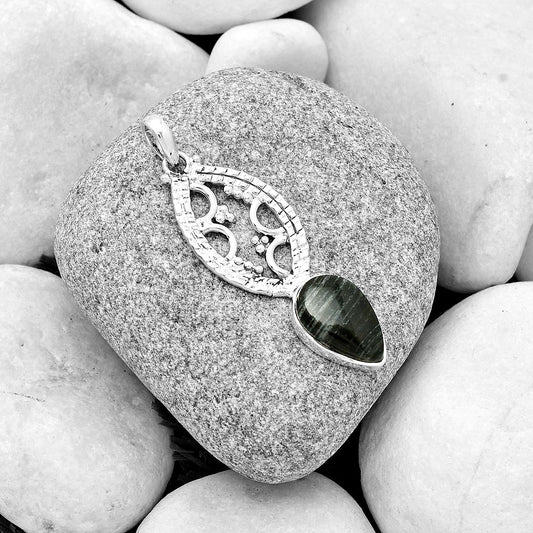Natural Silver Leaf Obsidian Pendant P-1035 SDP125867