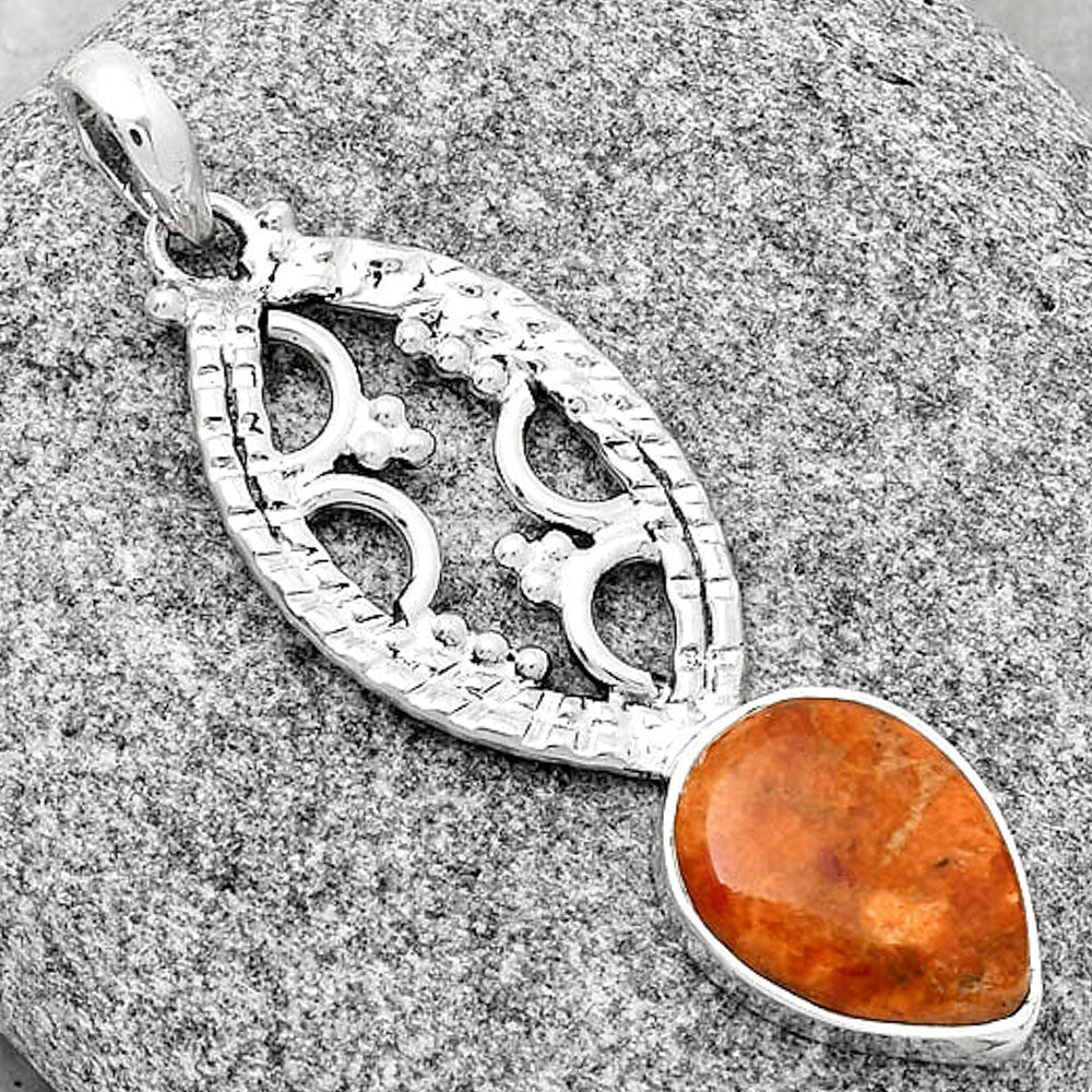 Natural Red Sponge Coral Pendant P-1035 SDP125871