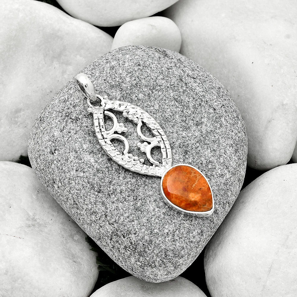 Natural Red Sponge Coral Pendant P-1035 SDP125871