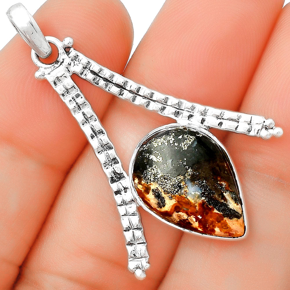 Natural Palm Root Fossil Agate Pendant P-1034 SDP125886