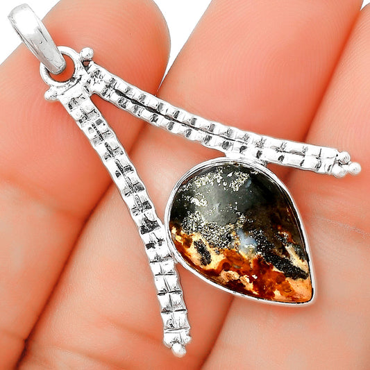 Natural Palm Root Fossil Agate Pendant P-1034 SDP125886