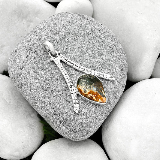 Natural Palm Root Fossil Agate Pendant P-1034 SDP125886