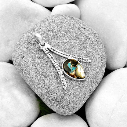 Natural Shell In Black Blue Turquoise Pendant P-1034 SDP125889