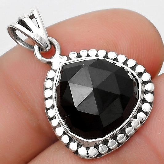 Faceted Natural Black Onyx - Brazil Pendant P-1052 SDP125918