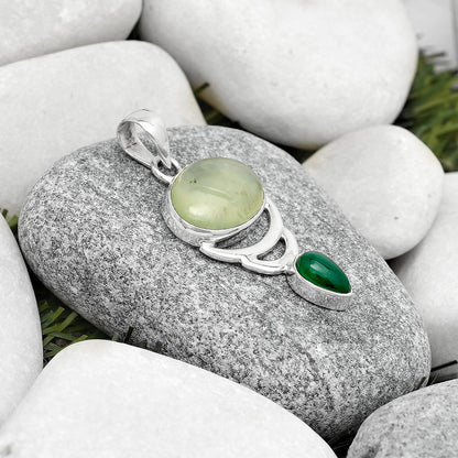 Natural Prehnite & Green Onyx Pendant P-1693 SDP125931