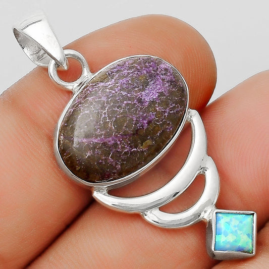 Purpurite - South Africa & Fire Opal Pendant P-1693 SDP125932