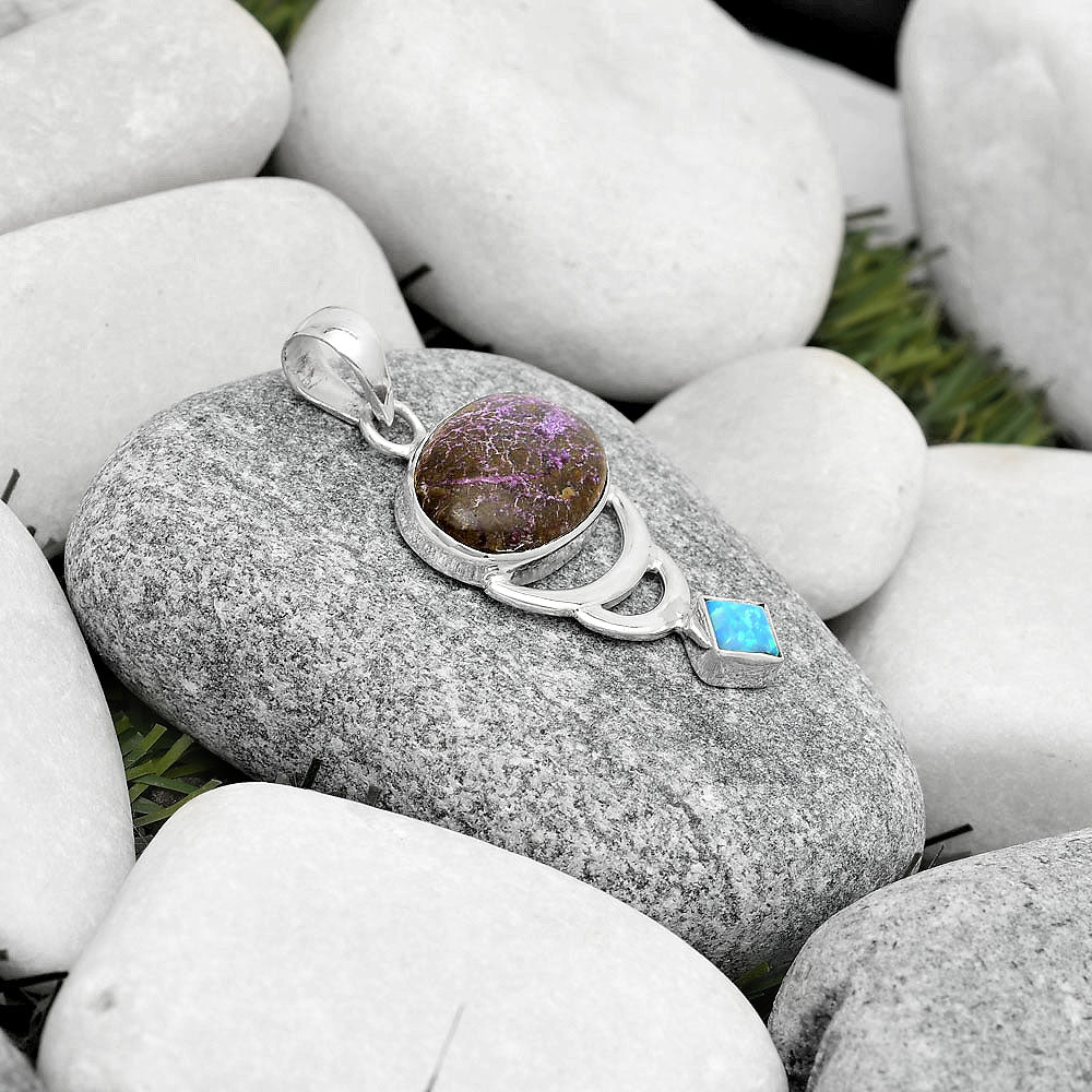 Purpurite - South Africa & Fire Opal Pendant P-1693 SDP125932