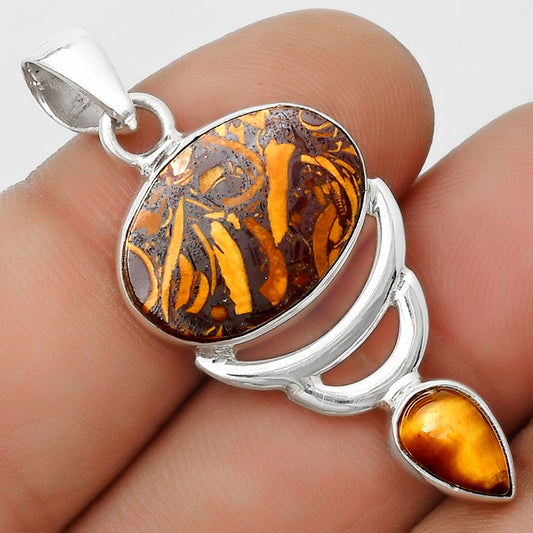 Coquina Fossil Jasper & Tiger Eye Pendant P-1693 SDP125939