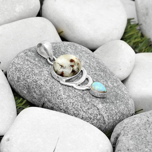 Astrophyllite - Russia & Fire Opal Pendant P-1693 SDP125959