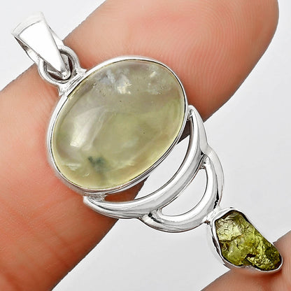 Natural Prehnite & Peridot Rough Pendant P-1693 SDP125964