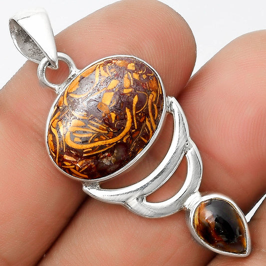 Coquina Fossil Jasper & Pietersite Pendant P-1693 SDP125965