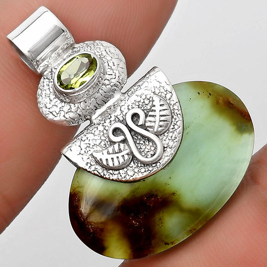 Natural Boulder Chrysoprase & Peridot Pendant P-1545 SDP126054