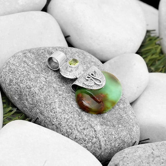 Natural Boulder Chrysoprase & Peridot Pendant P-1545 SDP126054