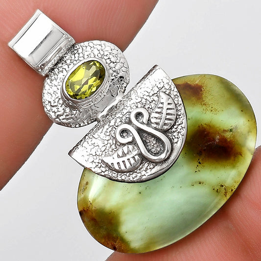 Natural Boulder Chrysoprase & Peridot Pendant P-1545 SDP126061