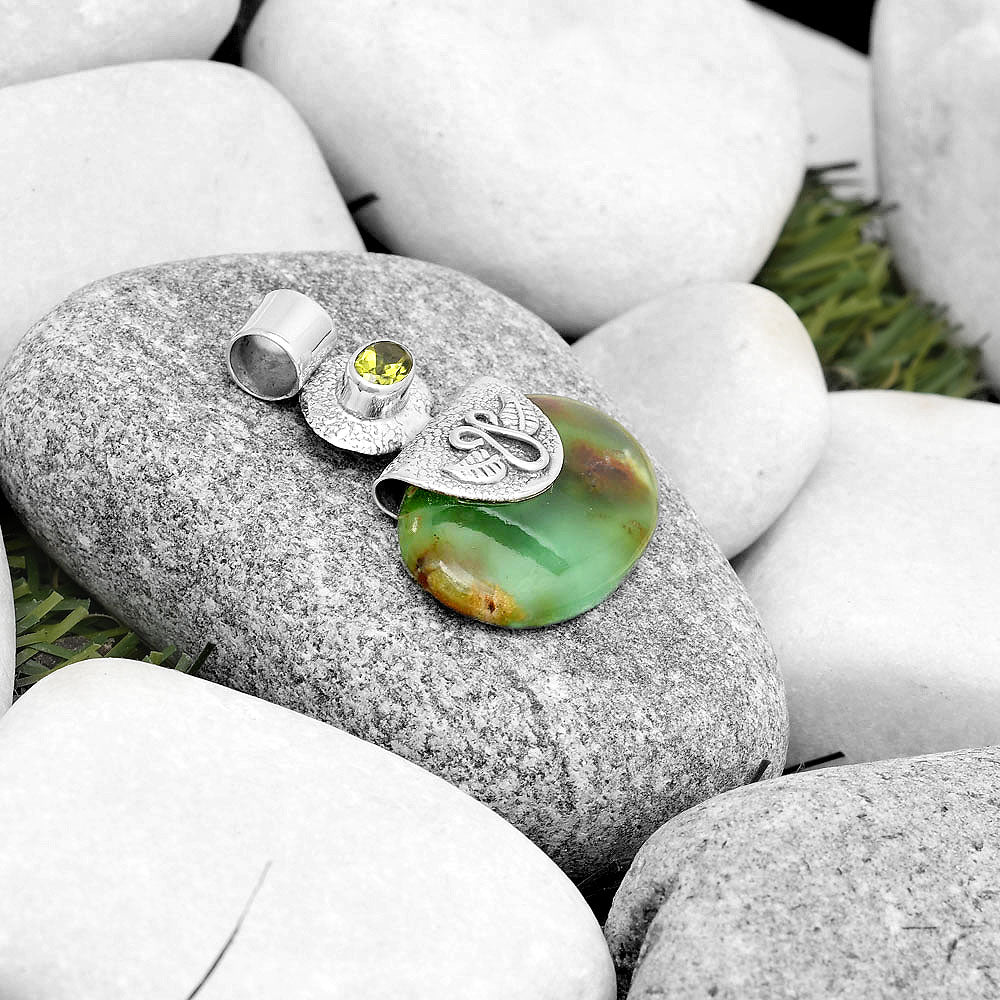 Natural Boulder Chrysoprase & Peridot Pendant P-1545 SDP126061