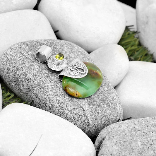Natural Boulder Chrysoprase & Peridot Pendant P-1545 SDP126061