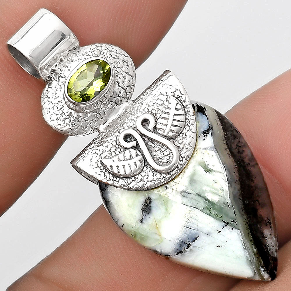 Dendritic Chrysoprase - Africa & Peridot Pendant P-1545 SDP126071