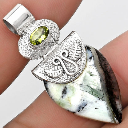Dendritic Chrysoprase - Africa & Peridot Pendant P-1545 SDP126071
