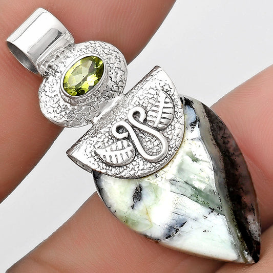 Dendritic Chrysoprase - Africa & Peridot Pendant P-1545 SDP126071