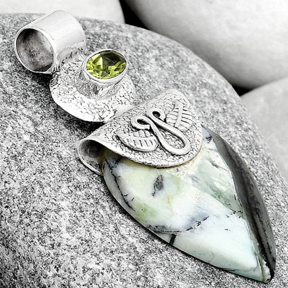 Dendritic Chrysoprase - Africa & Peridot Pendant P-1545 SDP126071