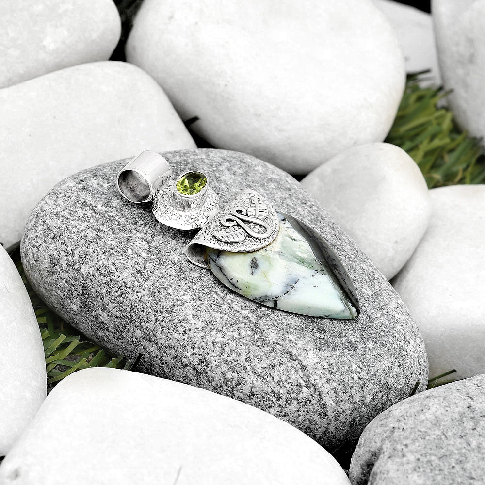 Dendritic Chrysoprase - Africa & Peridot Pendant P-1545 SDP126071