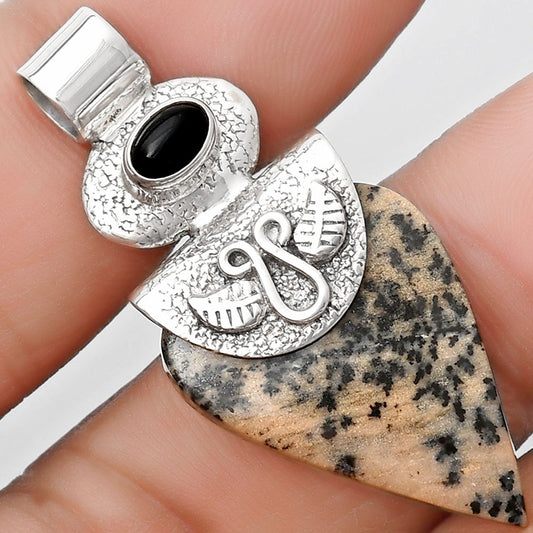 Russian Honey Dendrite Opal & Black Onyx Pendant P-1545 SDP126077