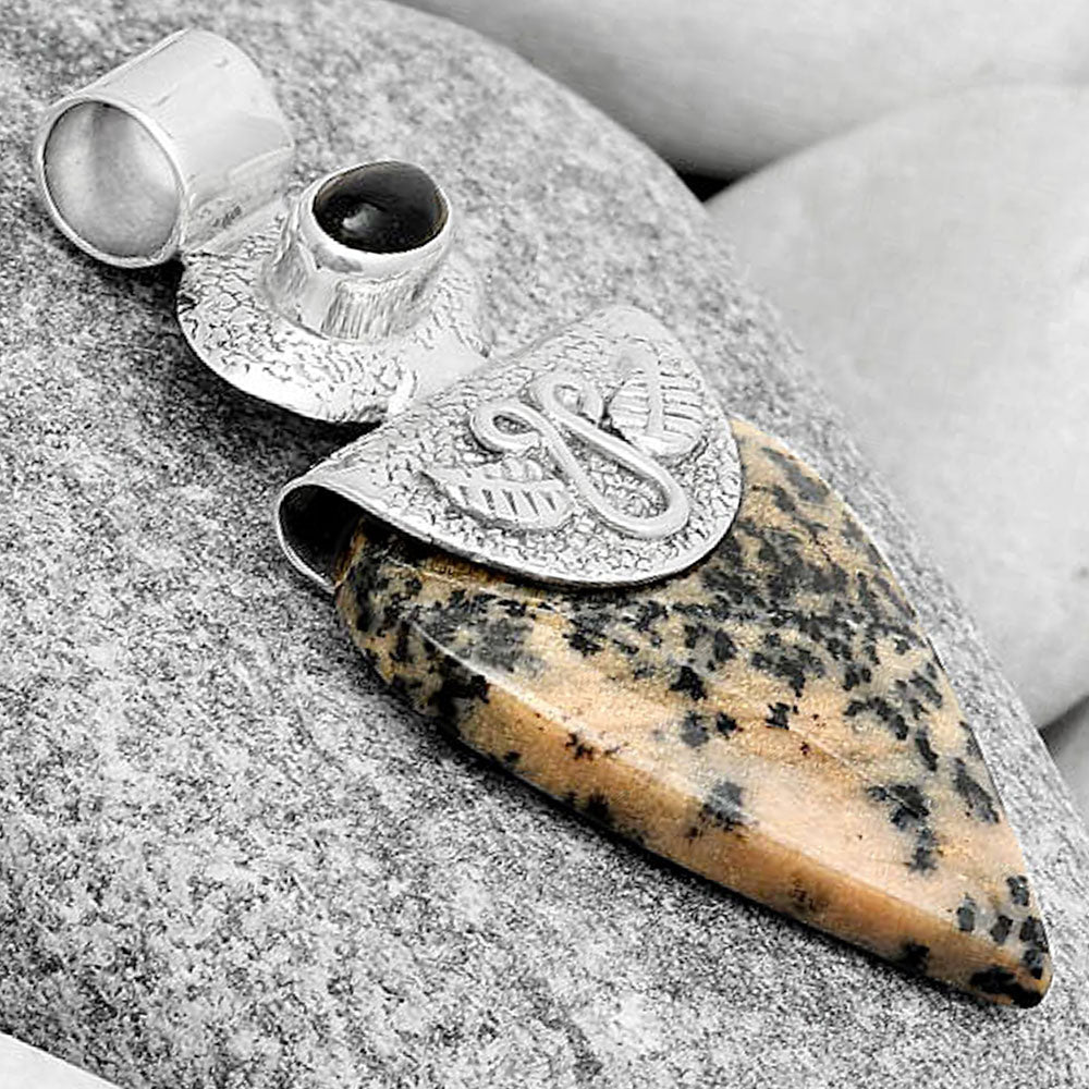 Russian Honey Dendrite Opal & Black Onyx Pendant P-1545 SDP126077