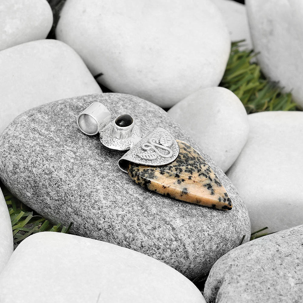 Russian Honey Dendrite Opal & Black Onyx Pendant P-1545 SDP126077