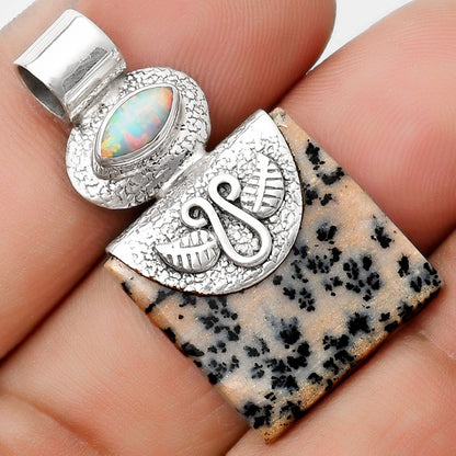 Russian Honey Dendrite Opal & Fire Opal Pendant P-1545 SDP126082