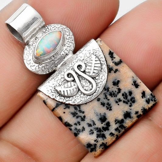 Russian Honey Dendrite Opal & Fire Opal Pendant P-1545 SDP126082