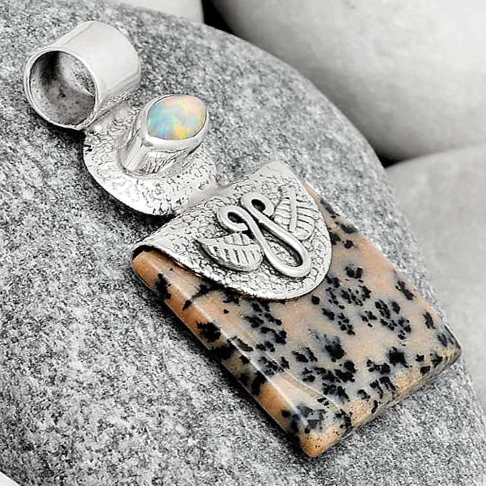 Russian Honey Dendrite Opal & Fire Opal Pendant P-1545 SDP126082